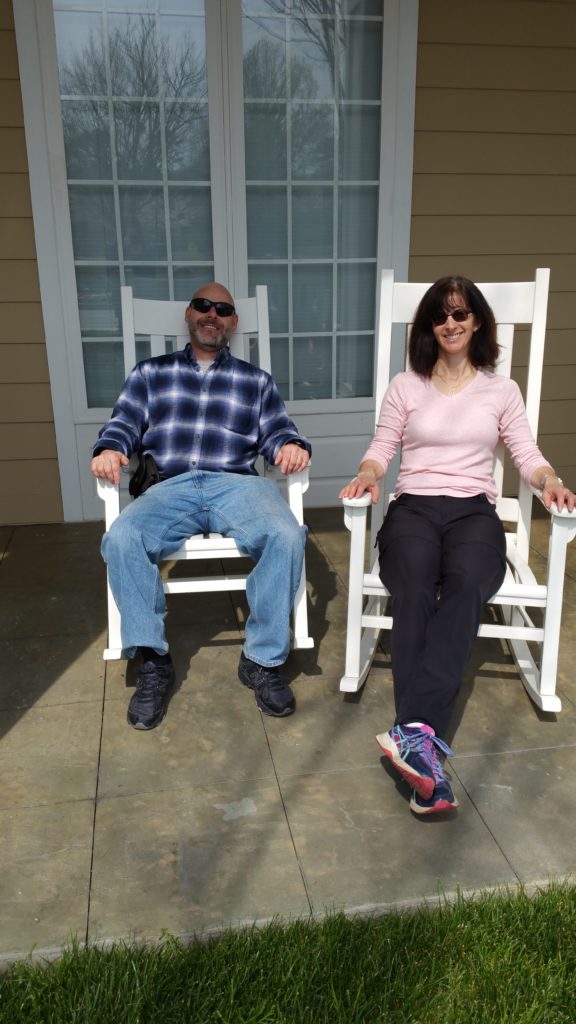 Relaxing in the rocking chairs.