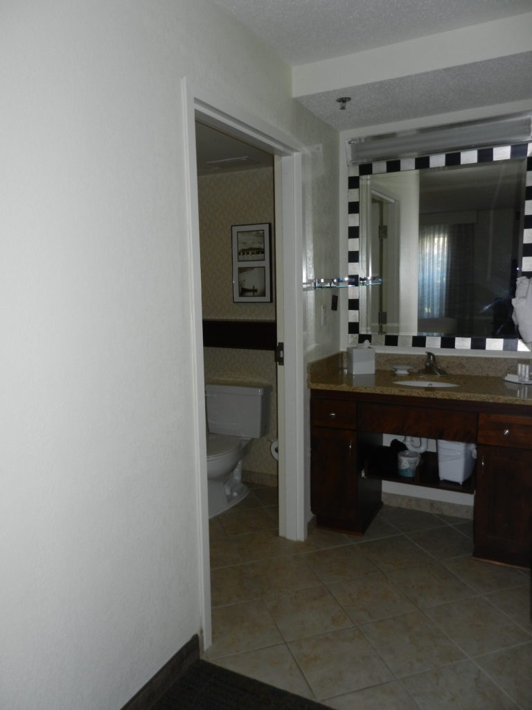Partial view of one of the two bathrooms in the suite.