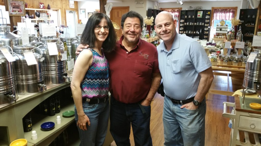 My husband and myself with the owner and olive oil expert, Rick Petrocelly!