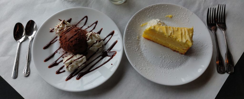 Chocolate tartufo gelato and limoncello lemon cake. There was A LOT of will power involved in taking photos before tasting!