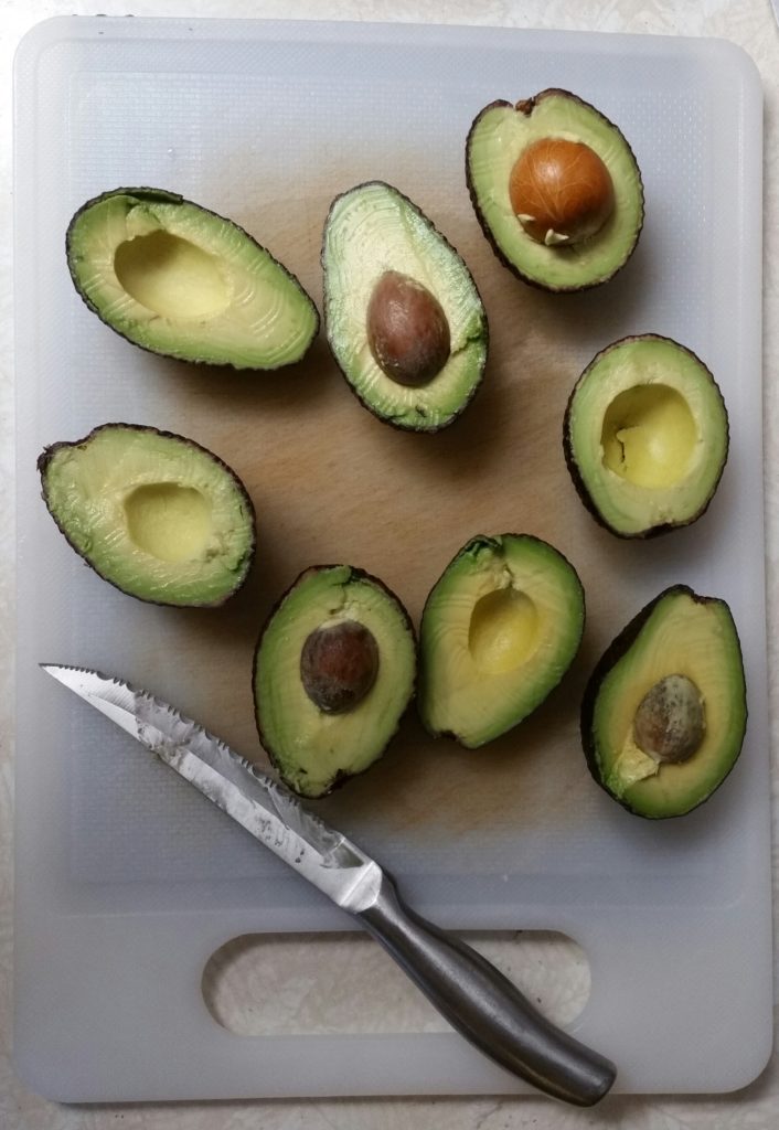 The recipe called for 2 avocados, but these are small, so I used 4.