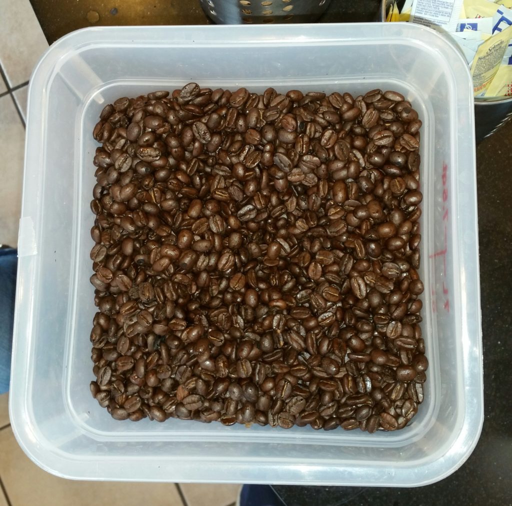 Some previously roasted coffee beans. They smelled so good!