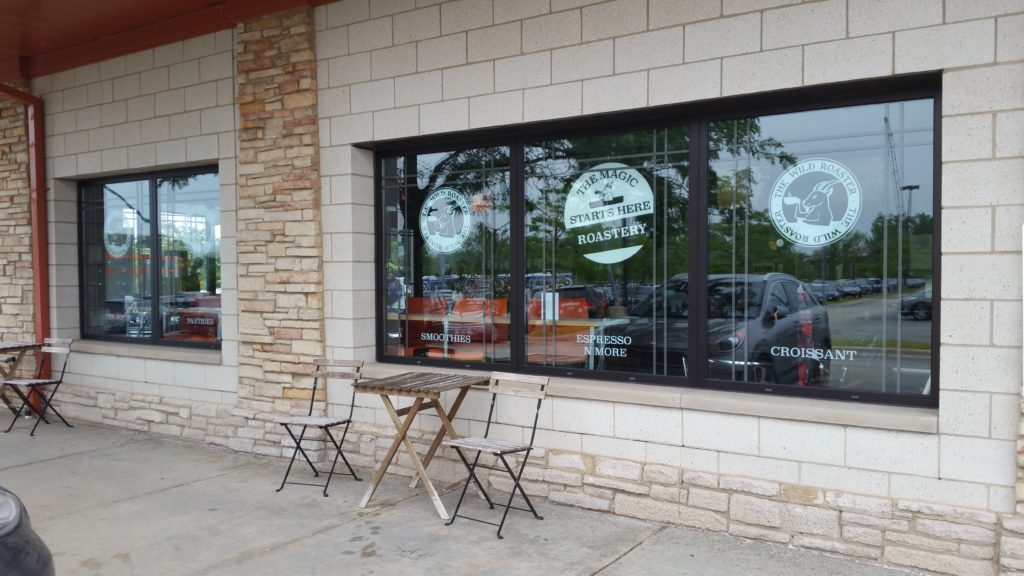 Outside view of The Wild Roaster. Get yourself a coffee drink and pastry before catching your train, after getting off the train, or just because.