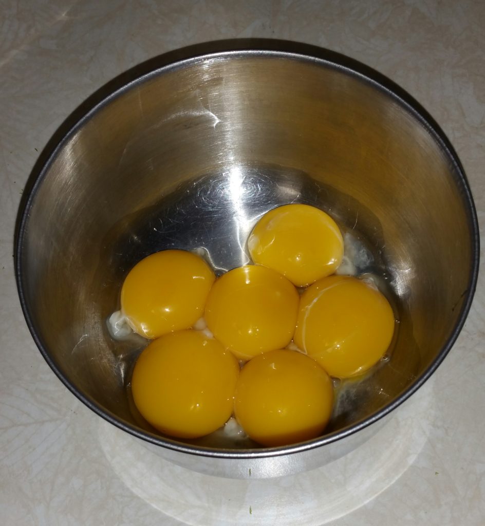 Two recipes worth of egg yolks.