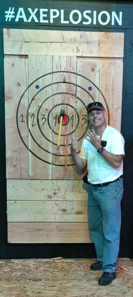 Dad hit the bulls-eye, too! 6 points!