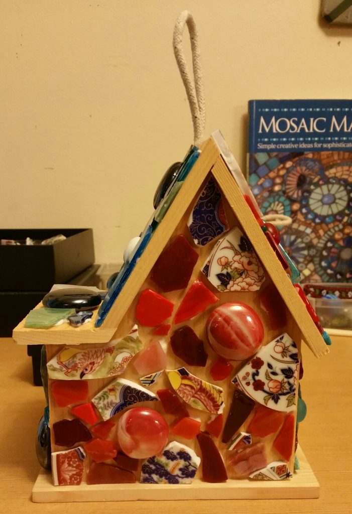 Day 2--mosaic design on the back of the birdhouse