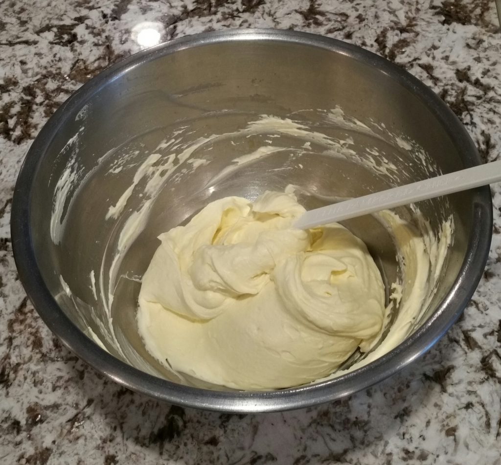 The combination of the beaten cream and the mascarpone batter.